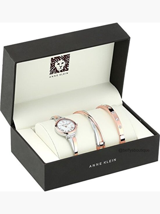 Premium Crystal Accented Bangle Watch Set, 26mm Round Case, Japanese Quartz